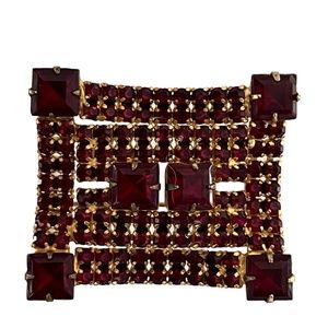 Vintage Brooch Czech Garnet Glass Bohemian